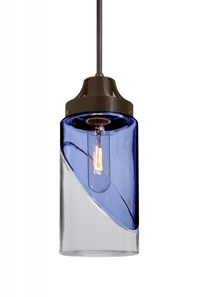 Besa, Blink Cord Pendant For Multiport Canopy, Trans. Blue/Clear, Bronze Finish, 1x60