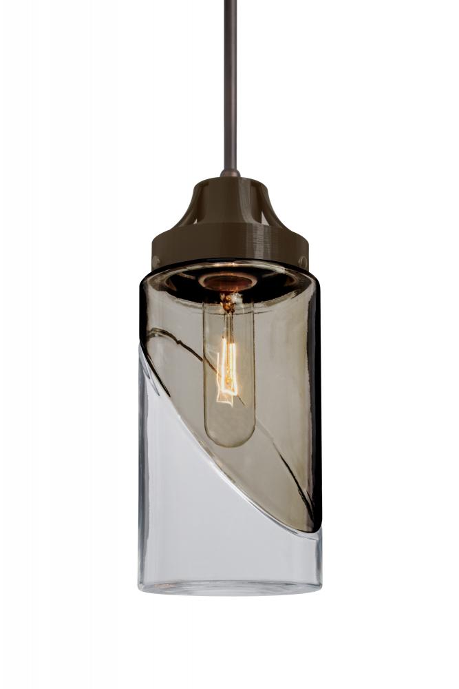 Besa, Blink Cord Pendant For Multiport Canopy, Trans. Smoke/Clear, Bronze Finish, 1x6