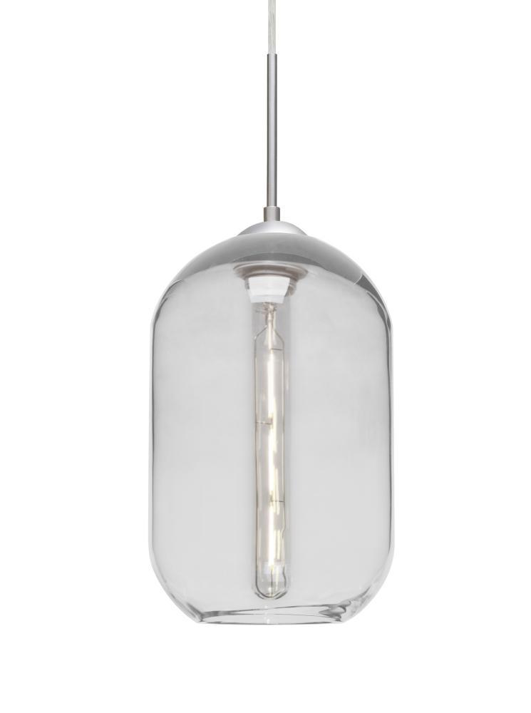 Besa, Omega 12 Cord Pendant For Multiport Canopies, Clear, Satin Nickel Finish, 1x4W