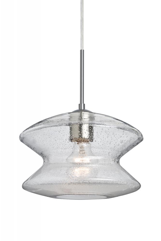 Besa, Zen Cord Pendant For Multiport Canopy, Clear Bubble, Satin Nickel Finish, 1x60W