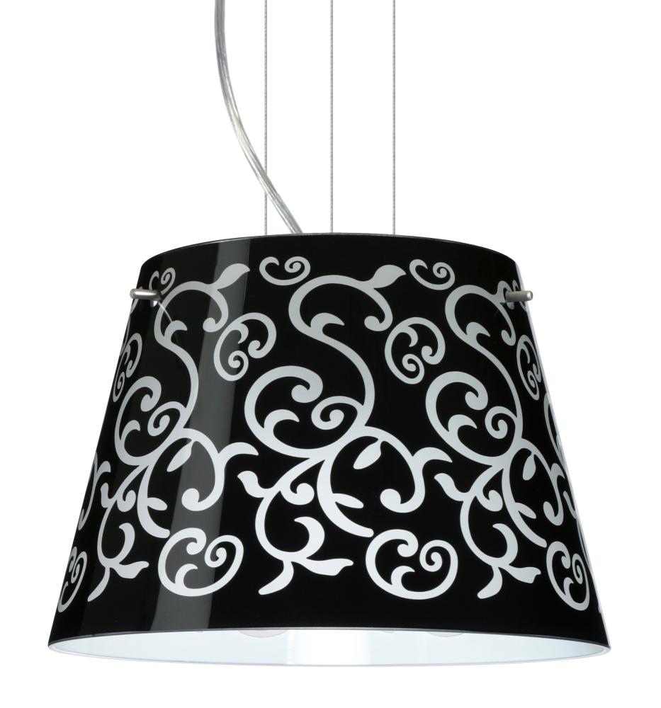 Besa Pendant Amelia 12 Satin Nickel Black Damask 1x100W A19