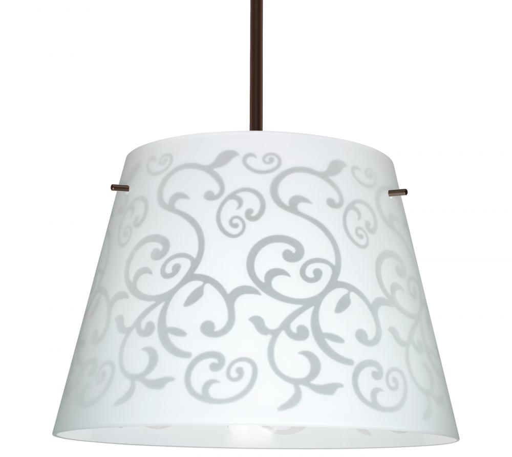 Besa Stem Pendant Amelia 18 Bronze White Damask 3x100W A19