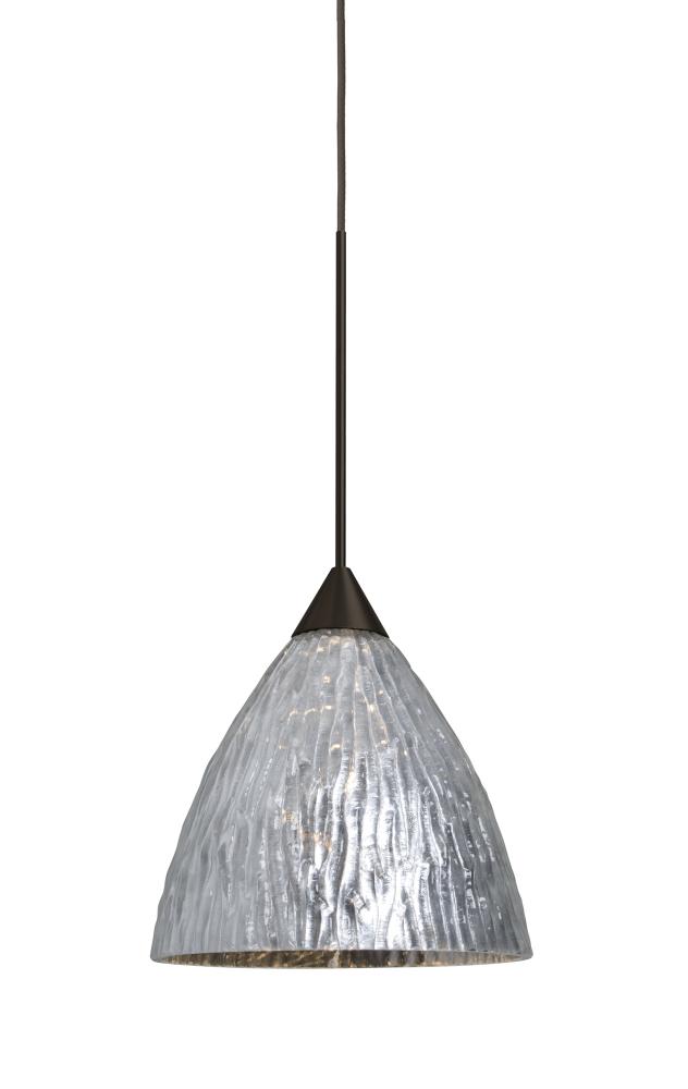 Besa, Eve Cord Pendant For Multiport Canopies, Stone Silver Foil, Bronze Finish, 1x5W