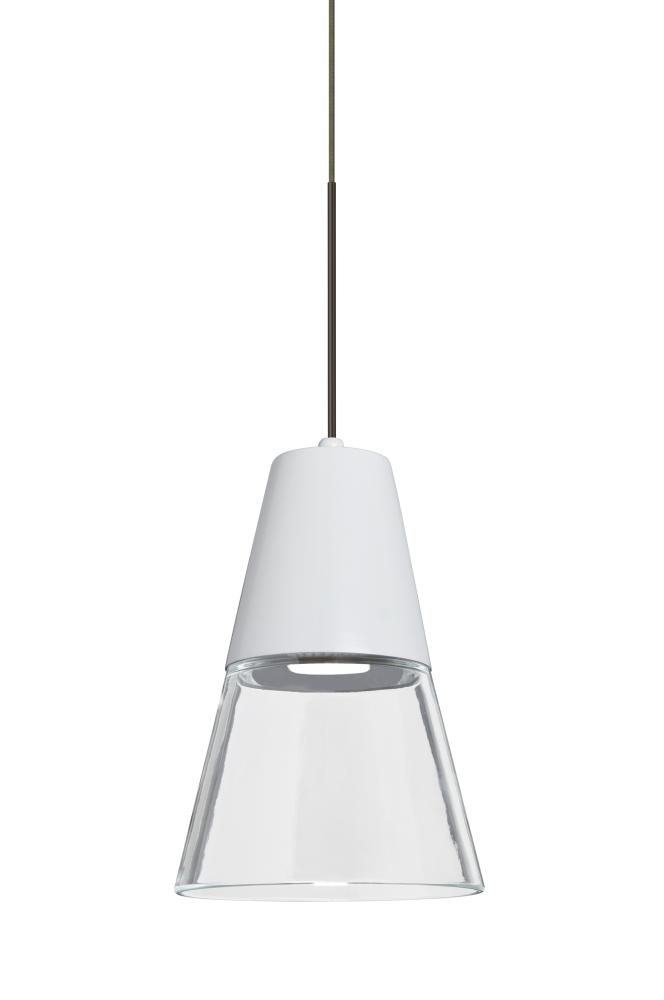 Besa, Timo 6 Cord Pendant For Multiport Canopies,Clear/White, Bronze Finish, 1x9W LED