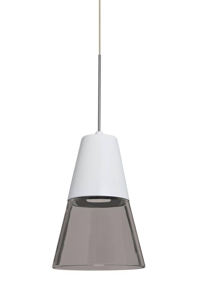 Besa, Timo 6 Cord Pendant For Multiport Canopies,Smoke/White, Satin Nickel Finish, 1x