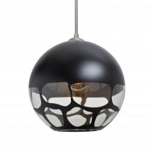 Besa Lighting 1JC-ROCKYBK-LED-SN-L - Besa, Rocky Cord Pendant, Black, Satin Nickel Finish, 1x9W LED, 15Ft. Cord