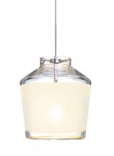 Besa Lighting 1XC-PIC6WH-SN - Besa Pendant Pica 6 Satin Nickel White Sand 1x50W Halogen