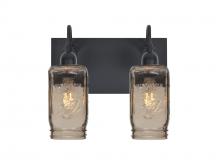 Besa Lighting 2WG-MILO4SM-BK - Besa Milo 4 Vanity, Smoke, Black Finish, 2x60W Medium Base