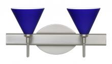 Besa Lighting 2SW-5121CM-SN - Besa Wall Kani Satin Nickel Cobalt Blue Matte 2x40W G9