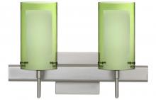 Besa Lighting 2SW-L44007-LED-SN-SQ - Besa Pahu 4 Wall With SQ Canopy 2SW Transparent Olive/Opal Satin Nickel 2x5W LED