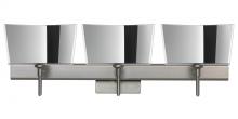 Besa Lighting 3SW-6773MR-SN-SQ - Besa Groove Wall With SQ Canopy 3SW Mirror-Frost Satin Nickel 3x40W G9