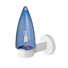 Besa Lighting SULUBL-WALL-WH - Sulu Outdoor Sconce, Blue Bubble, White Finish, 1x60W Medium Base