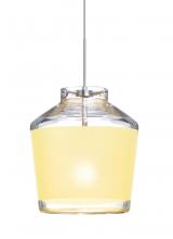 Besa Lighting XP-PIC6CR-SN - Besa Pendant Pica 6 Satin Nickel Creme Sand 1x50W Halogen