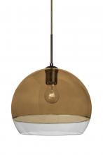 Besa Lighting J-ALLY12AM-BR - Besa, Ally 12 Cord Pendant For Multiport Canopy, Amber/Clear, Bronze Finish, 1x60W Me