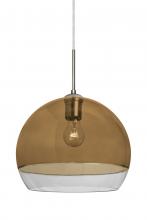 Besa Lighting J-ALLY12AM-SN - Besa, Ally 12 Cord Pendant For Multiport Canopy, Amber/Clear, Satin Nickel Finish, 1x