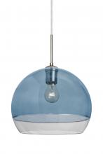 Besa Lighting J-ALLY12BL-SN - Besa, Ally 12 Cord Pendant For Multiport Canopy, Coral Blue/Clear, Satin Nickel Finis