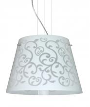 Besa Lighting 1KV-4340WD-LED-SN - Besa Amelia 15 LED Pendant 1KV White Damask Satin Nickel 3x11W LED