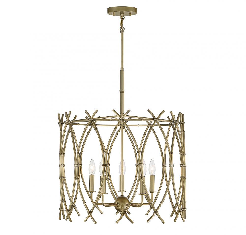 Cornwall 5-Light Pendant in Burnished Brass