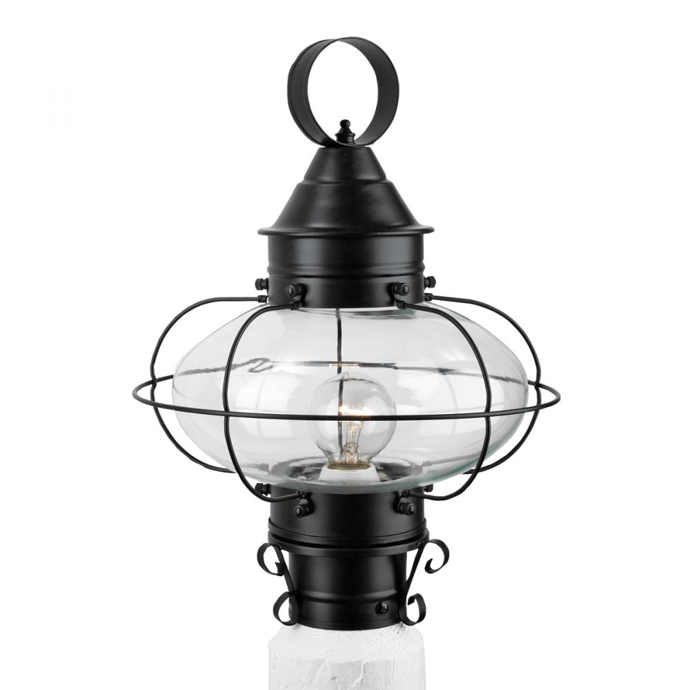 Cottage Onion Outdoor Post Lantern - Black with Clear Glass