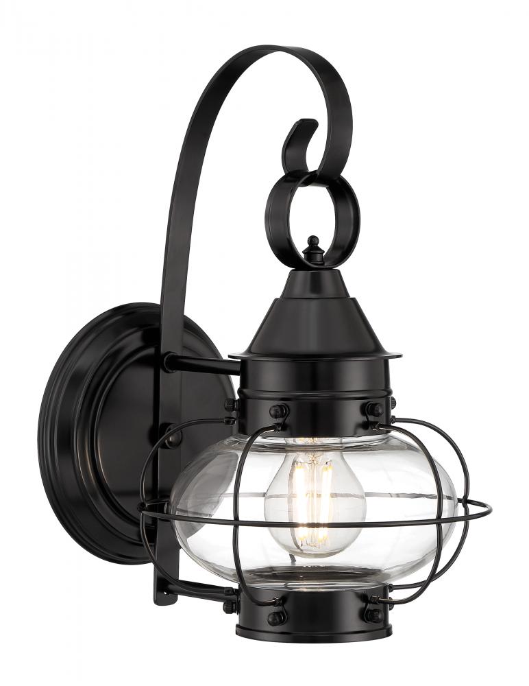 Cottage Onion Outdoor Wall Light - Black with Clear Glass