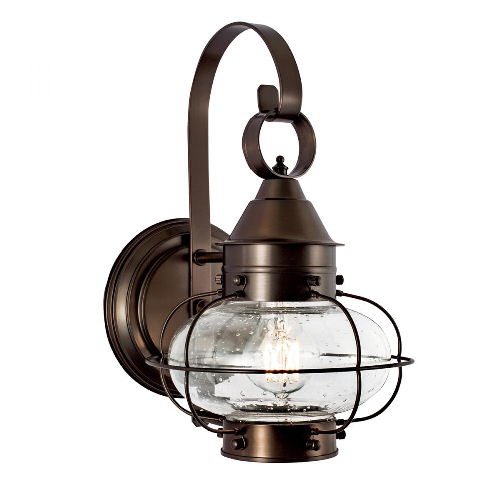 Cottage Onion Outdoor Wall Light - Bronze with Seeded Glass