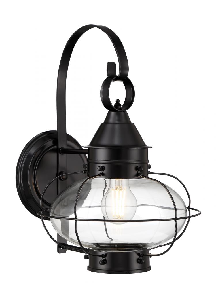 Cottage Onion Outdoor Wall Light - Black with Clear Glass