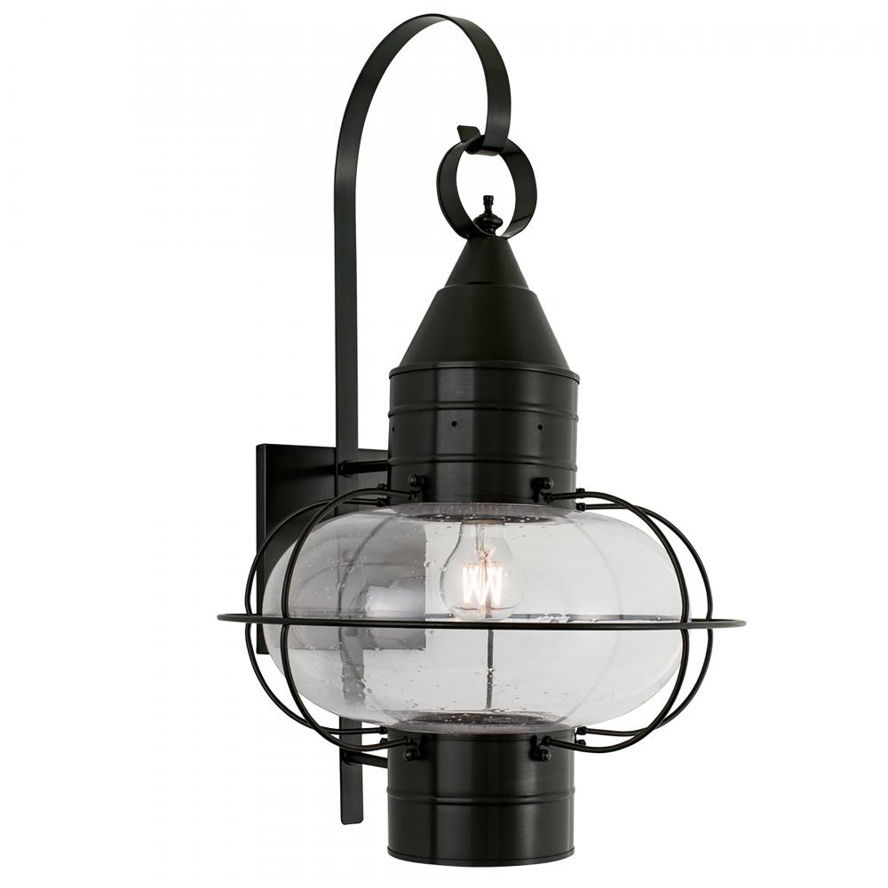 Classic Onion Outdoor Wall Light - Black with Seeded Glass