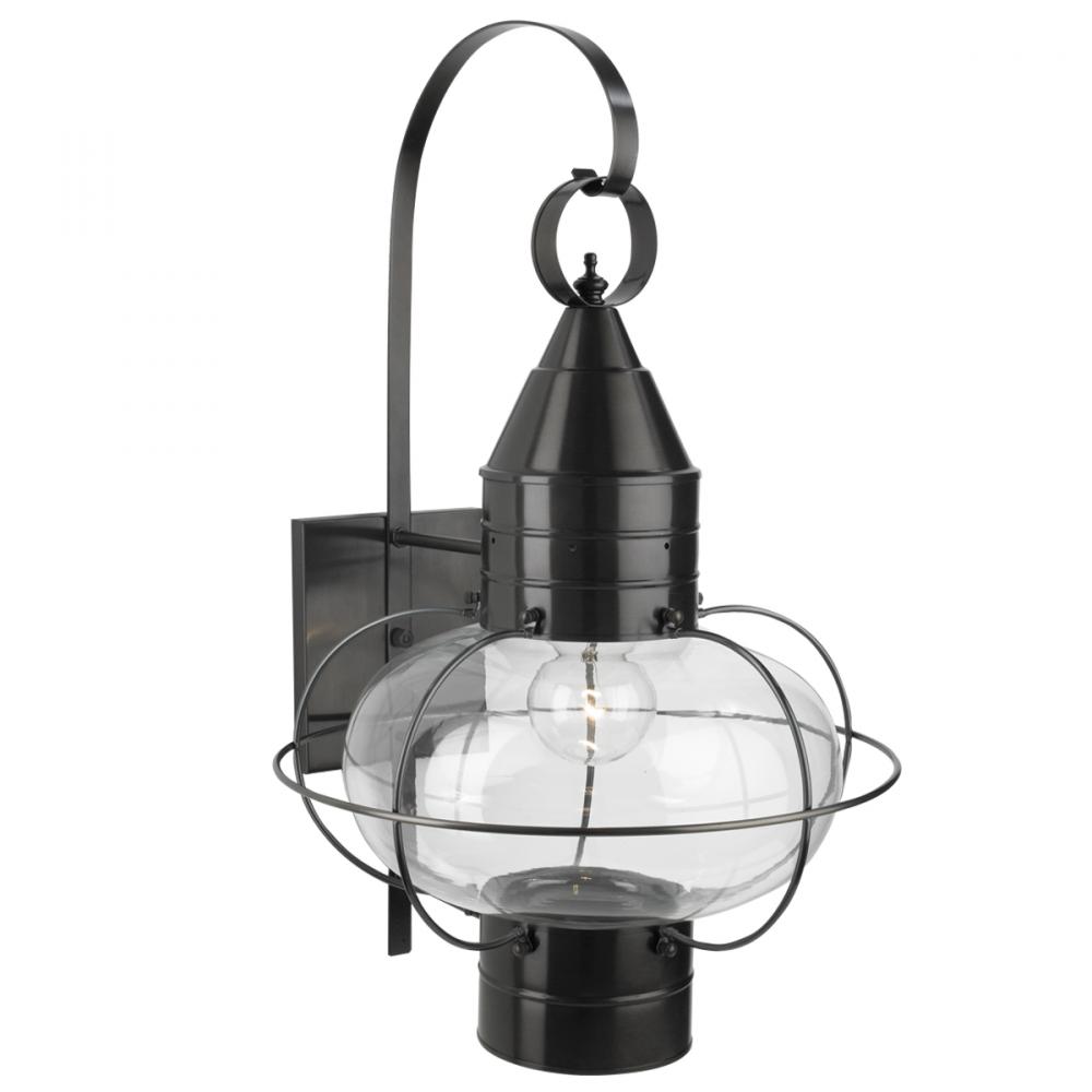 Classic Onion Outdoor Wall Light - Black with Clear Glass