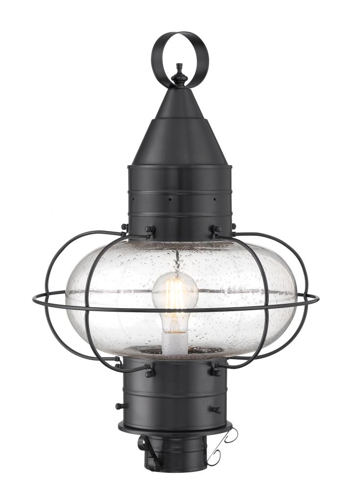 Classic Onion Outdoor Post Light - Gun Metal with Seeded Glass