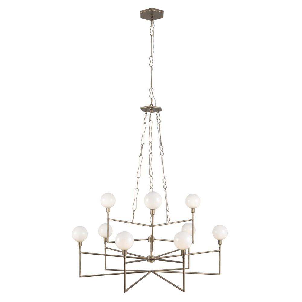 Bodie 9-Lt Chandelier w/ Glossy Opal White Glass - Havana Gold