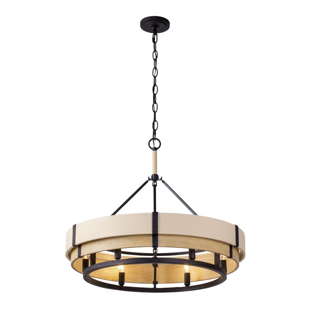 Blonde Moment 6-Lt   Pendant - Matte Black/Honey/Medium Oak