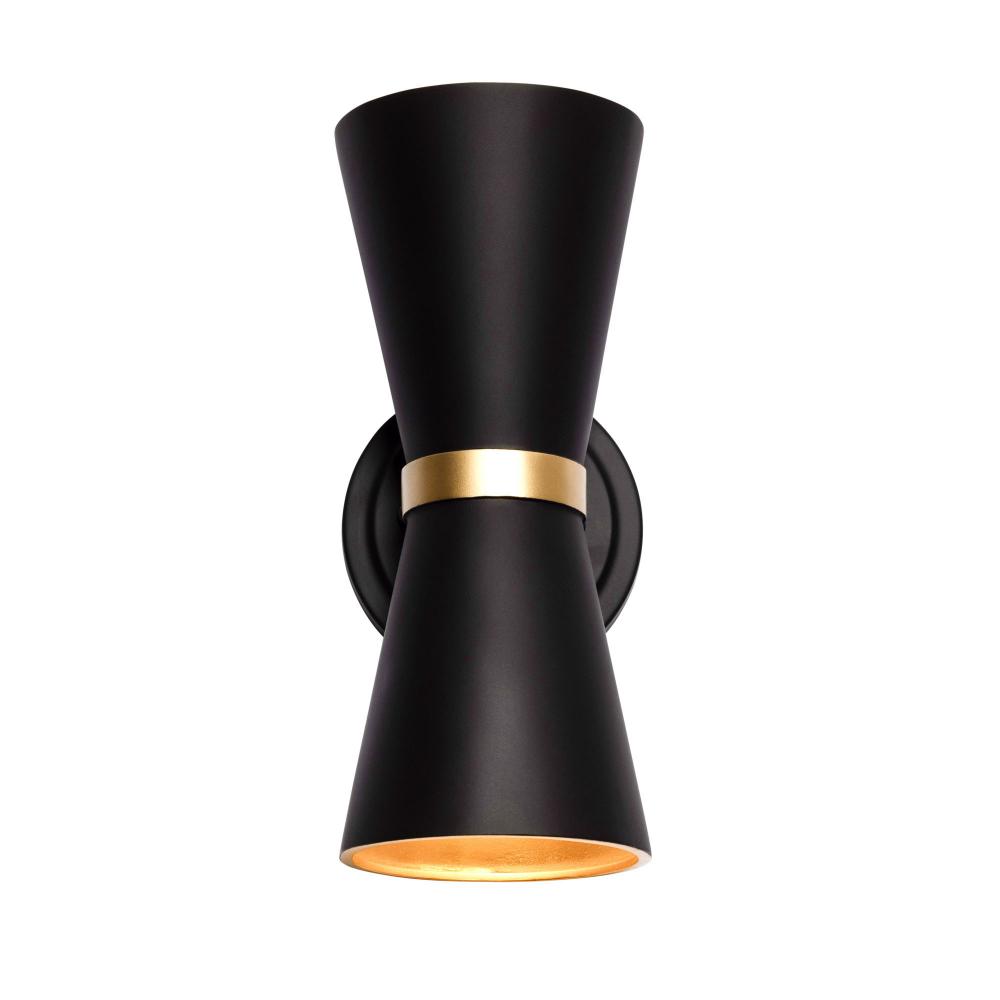 Mad Hatter 2-Lt   Sconce - Matte Black/French Gold