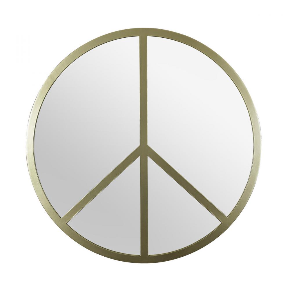 Paz 30-in Round Peace Sign Accent Mirror in Gold
