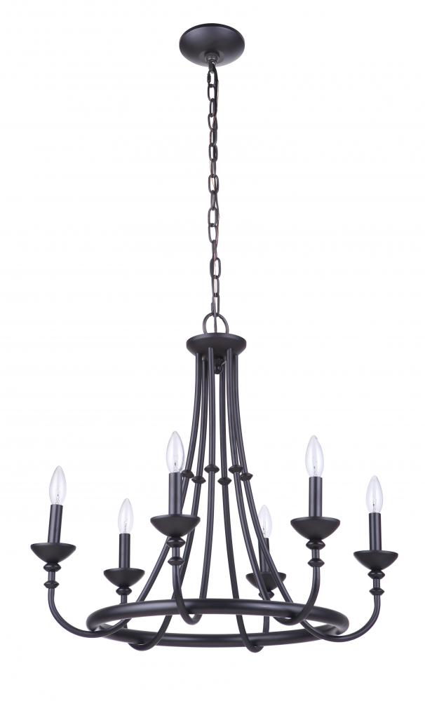 Marlowe 6 Light Chandelier in Flat Black