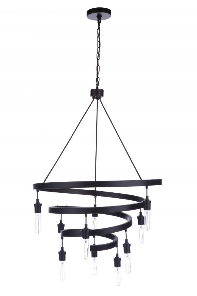 Tranquil 10 Light Chandelier in Flat Black