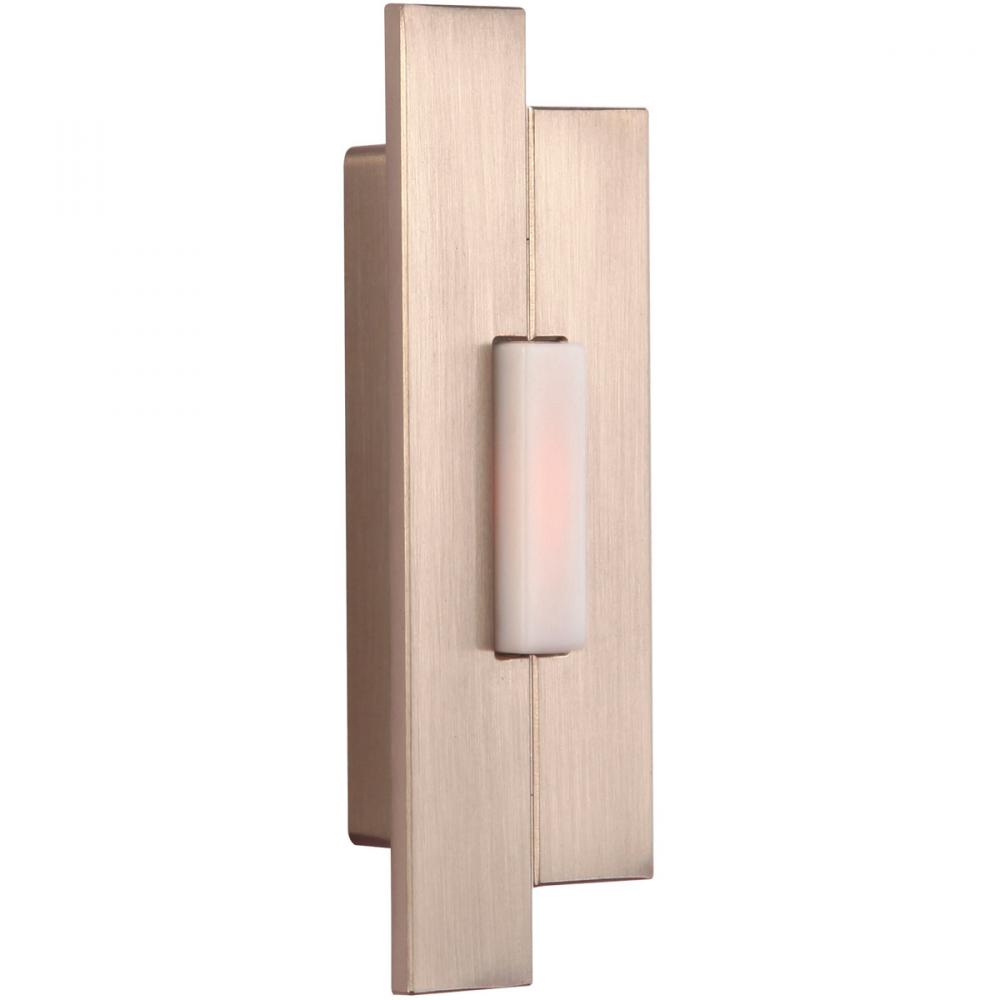 Surface Mount LED Lighted Push Button, Asymmetrical in Brushed Polished Nickel