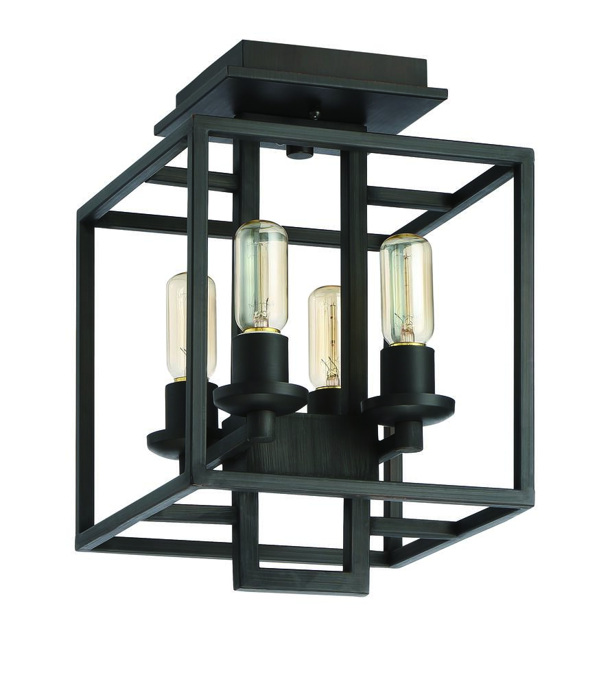 Cubic 4 Light Semi Flush in Aged Bronze Brushed