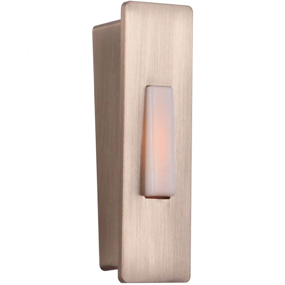 Surface Mount LED Lighted Push Button, Wedged in Brushed Polished Nickel