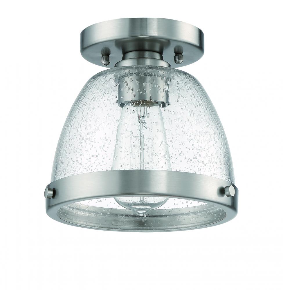 Lodie 1 Light 9.5" Flushmount in Brushed Polished Nickel