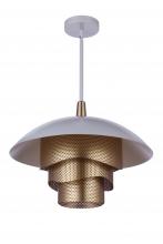 Craftmade P1010MWWMG-LED - 19” Dia Sculptural Statement Dome Pendant with Perforated Metal Shades in Matte White/Matte Gold