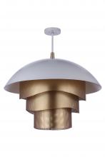 Craftmade P1011MWWMG-LED - 31.25” Sculptural Statement Dome Pendant with Perforated Metal Shades in Matte White/Matte Gold