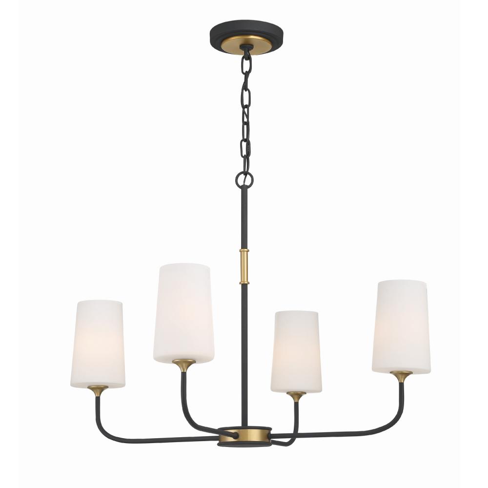 Niles 4 Light Black Forged + Modern Gold Chandelier