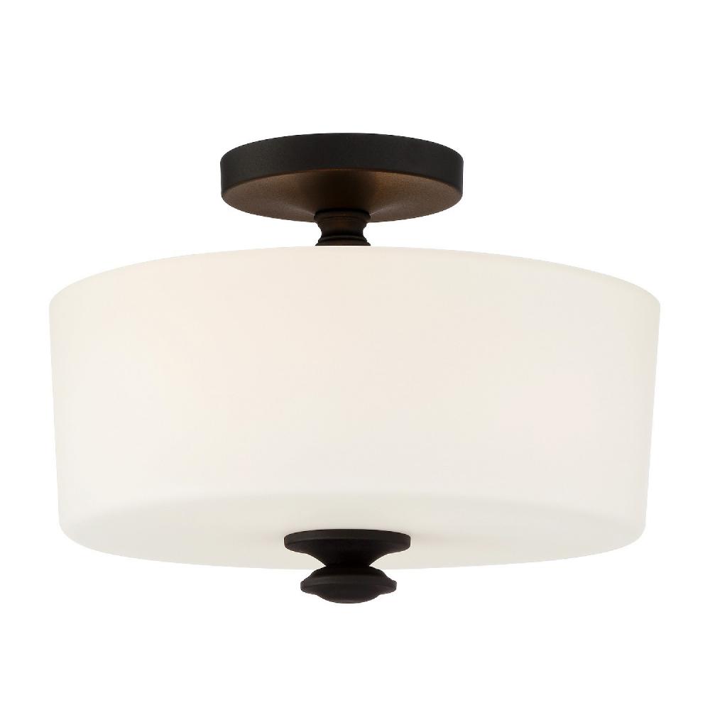 Travis 2 Light Black Forged Semi Flush Mount