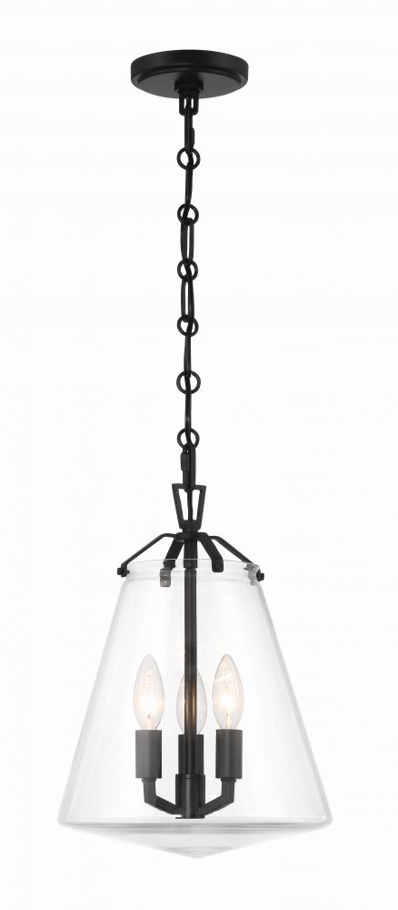 Voss 3 Light Matte Black Mini Chandelier