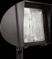 Floodlights, Flexflood 42W, CFL-QT-HPF, With arm, lamp, 120V photocell, bronze