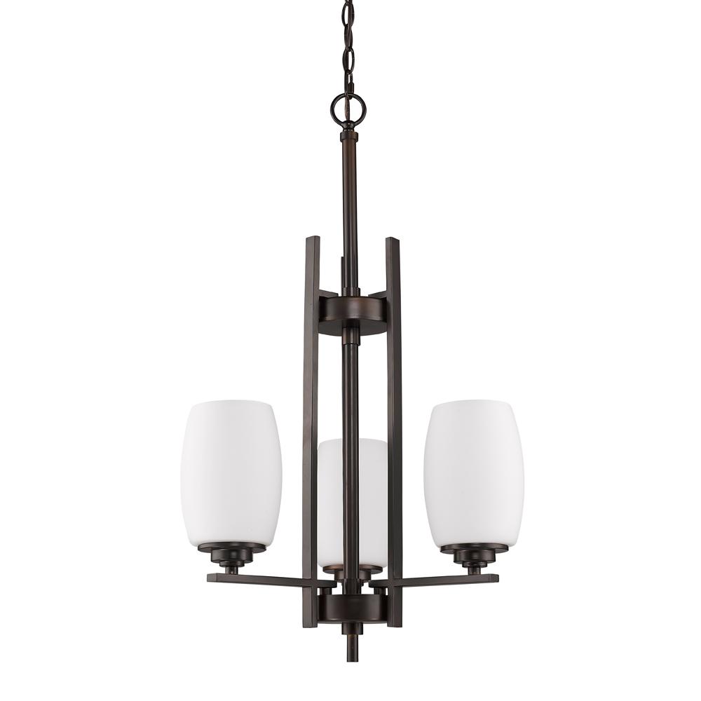 Sophia 3-Light Oil-Rubbed Bronze Chandelier With Frosted Glass Shades