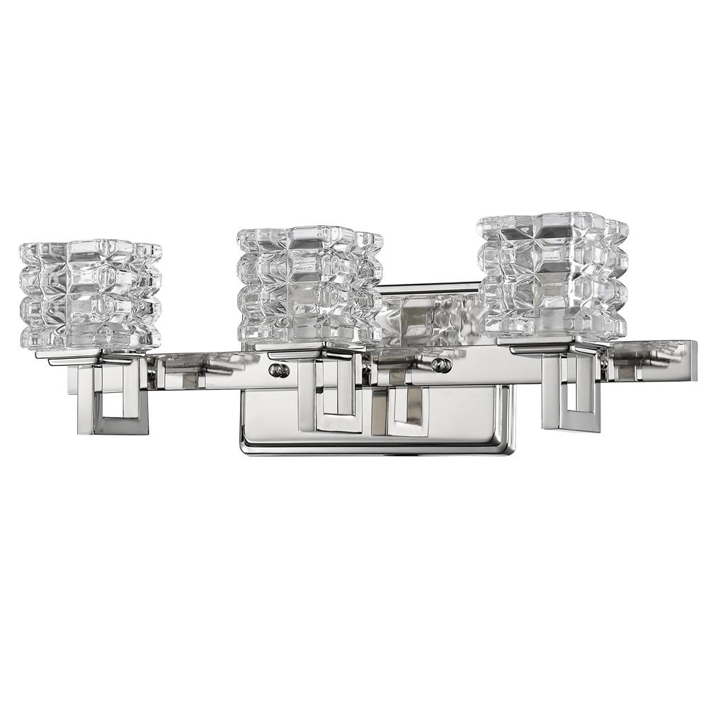 Coralie Indoor 3-Light Bath W/Crystal Glass Shades In Polished Nickel