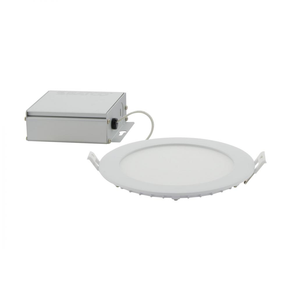 12 Watt; LED Direct Wire Downlight; Edge-lit; 6 inch; CCT Selectable; 120 volt; Dimmable; Round;