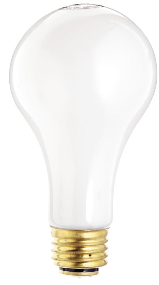 50/100/150 Watt A21 Incandescent; White; 2500 Average rated hours; Medium base; 120 Volt; Shatter