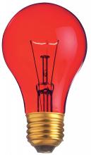 Satco Products Inc. S6080 - 25 Watt A19 Incandescent; Transparent Red; 2000 Average rated hours; Medium base; 130 Volt